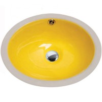 Yellow colored children hand wash basin/kindergarten colorful ceramic sink for kids